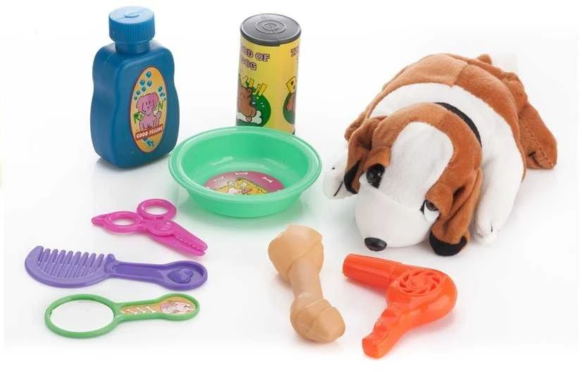 Lean Toys Rinkinys žaislinis šunų narvas su priedais