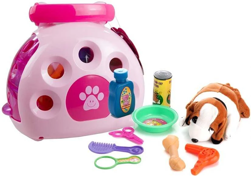 Lean Toys Rinkinys žaislinis šunų narvas su priedais