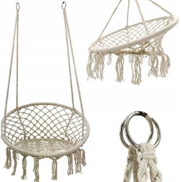 Sėdimas hamakas-sūpynės Boho, 82 cm, ecru