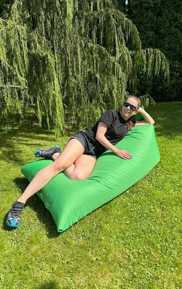 Sėdmaišis-gultas su pufu Sako XXL Oxford, tamsiai žalias