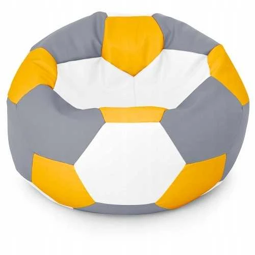 Sėdmaišis-pufas vaikams Ball XXL (40 cm), Geltona/Pilkas/Baltas