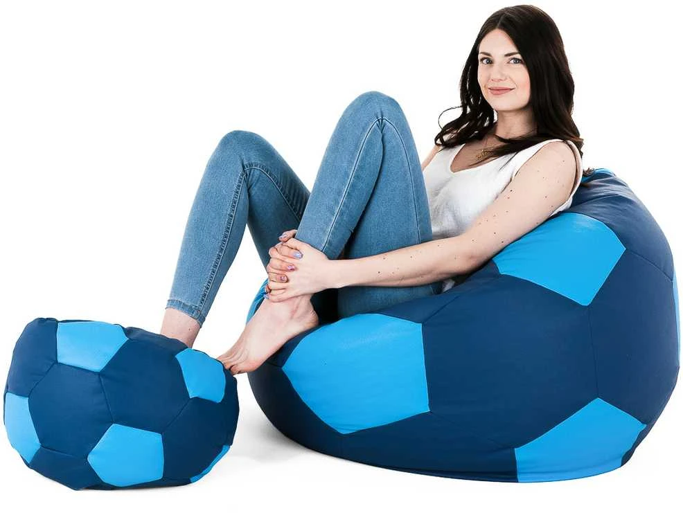 Sėdmaišis su pufu Ball XXXXL (100 cm), Mėlyna/Dark mėlynas