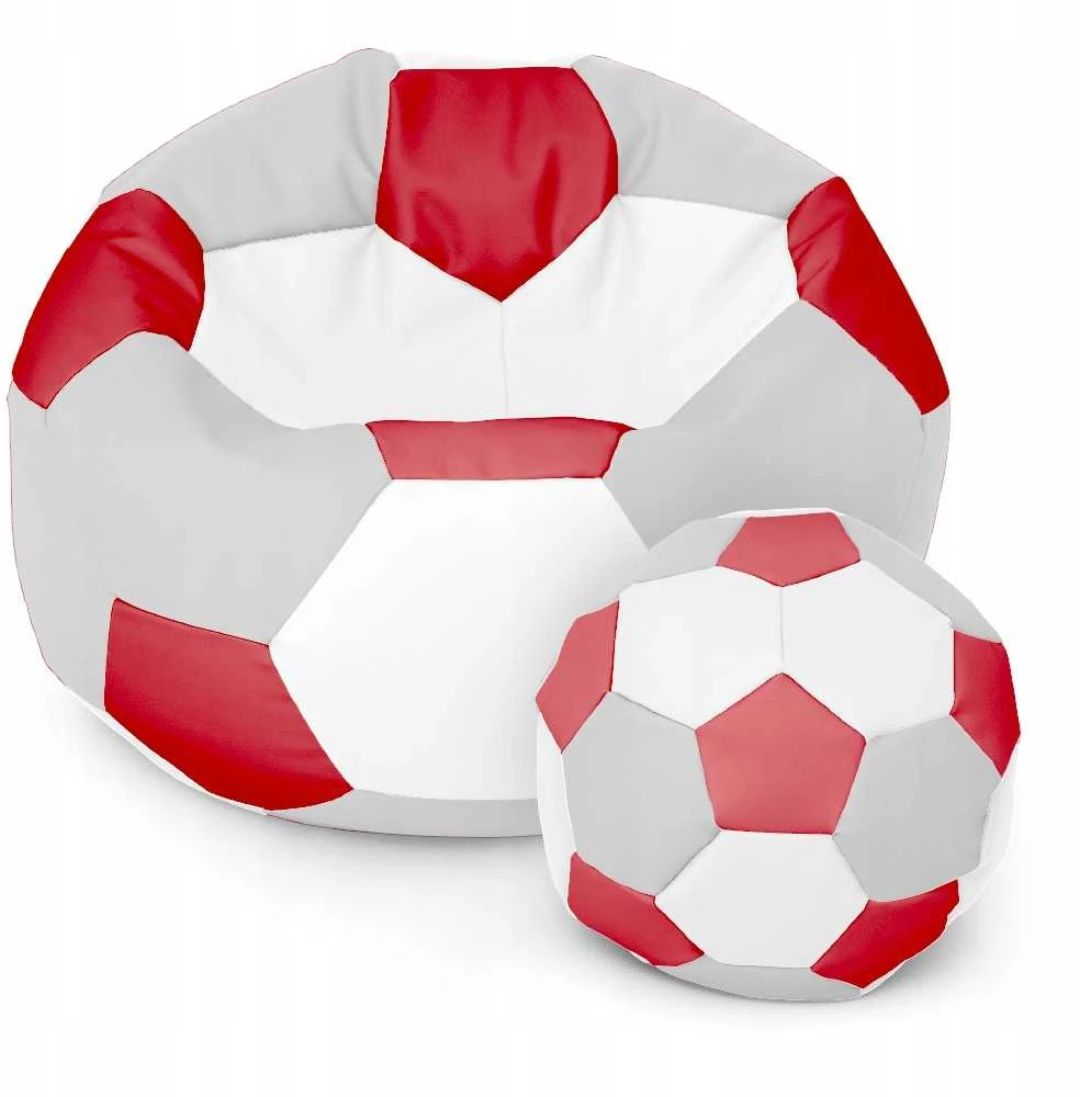 Sėdmaišis su pufu Ball XXXXL (100 cm), Pilkas/Raudona/Baltas