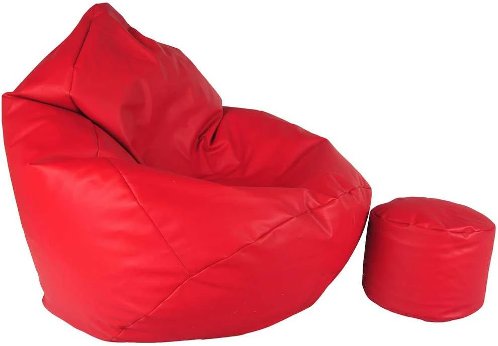 Sėdmaišis su pufu Mega Comfort XXL, dirbtinė oda, raudonas