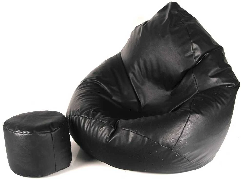 Sėdmaišis su pufu Mega Comfort XXL, dirbtinė oda, juodas