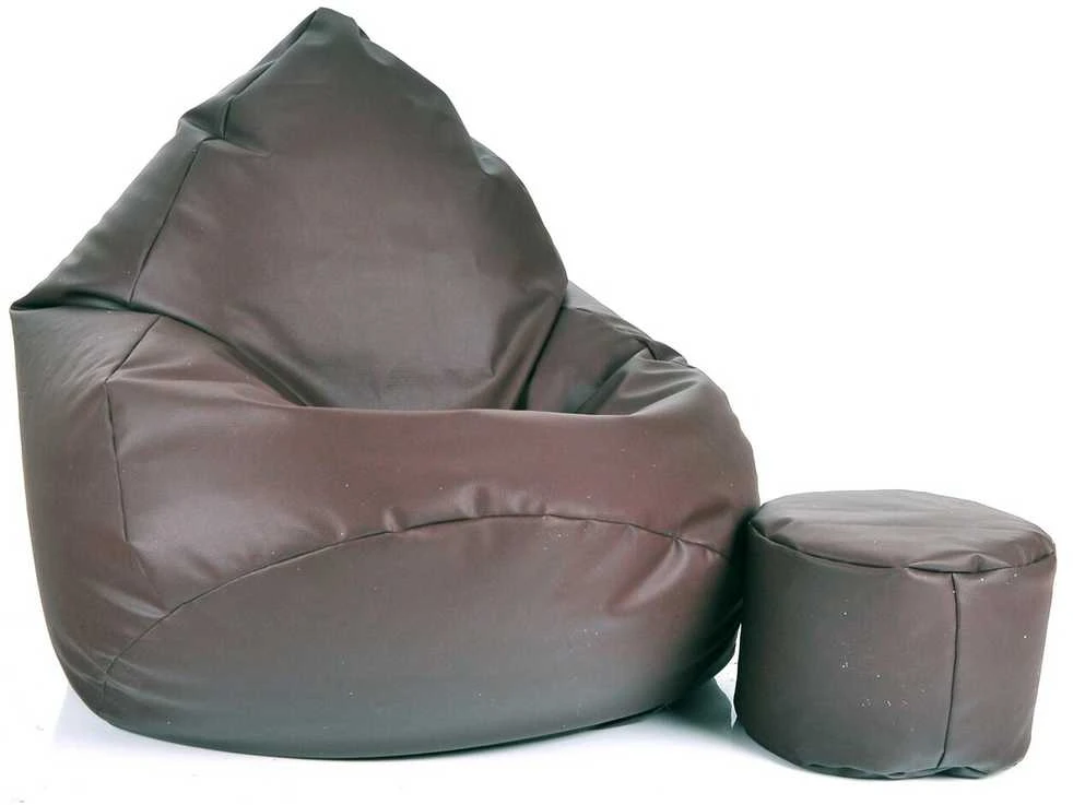 Sėdmaišis su pufu Mega Comfort XXL, dirbtinė oda, rudas