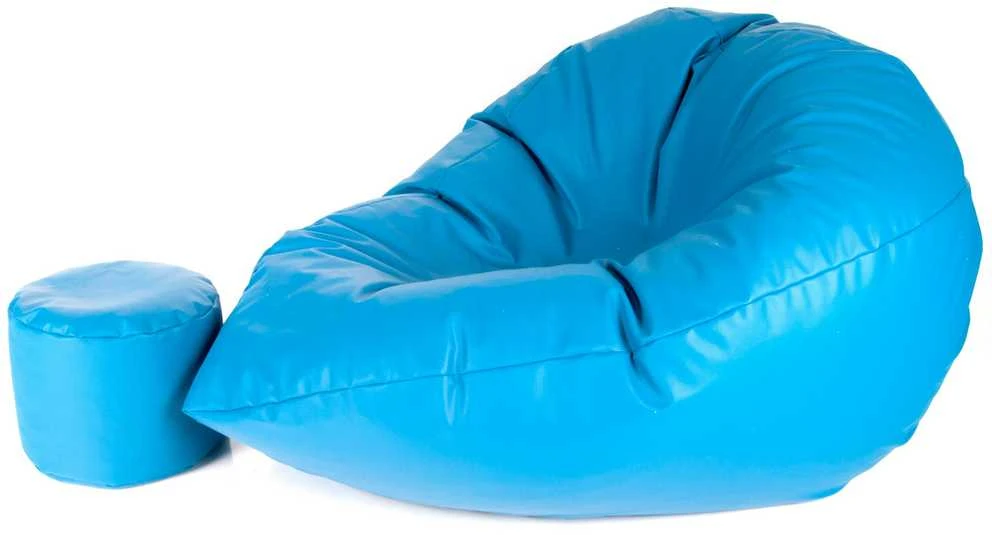 Sėdmaišis su pufu Mega Comfort XXL, dirbtinė oda, žydras