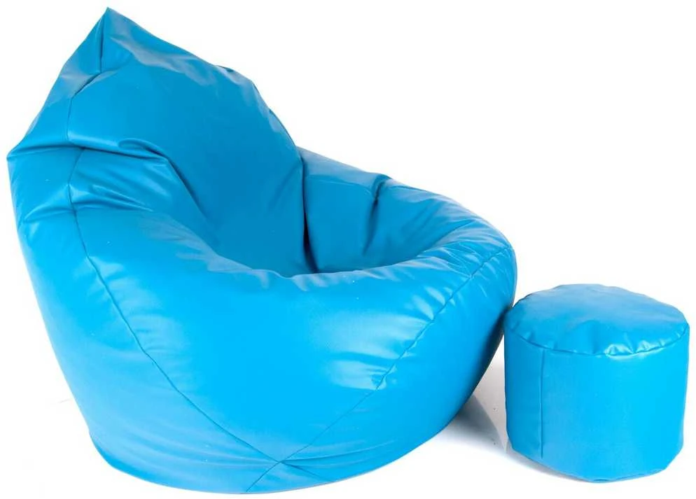 Sėdmaišis su pufu Mega Comfort XXL, dirbtinė oda, žydras