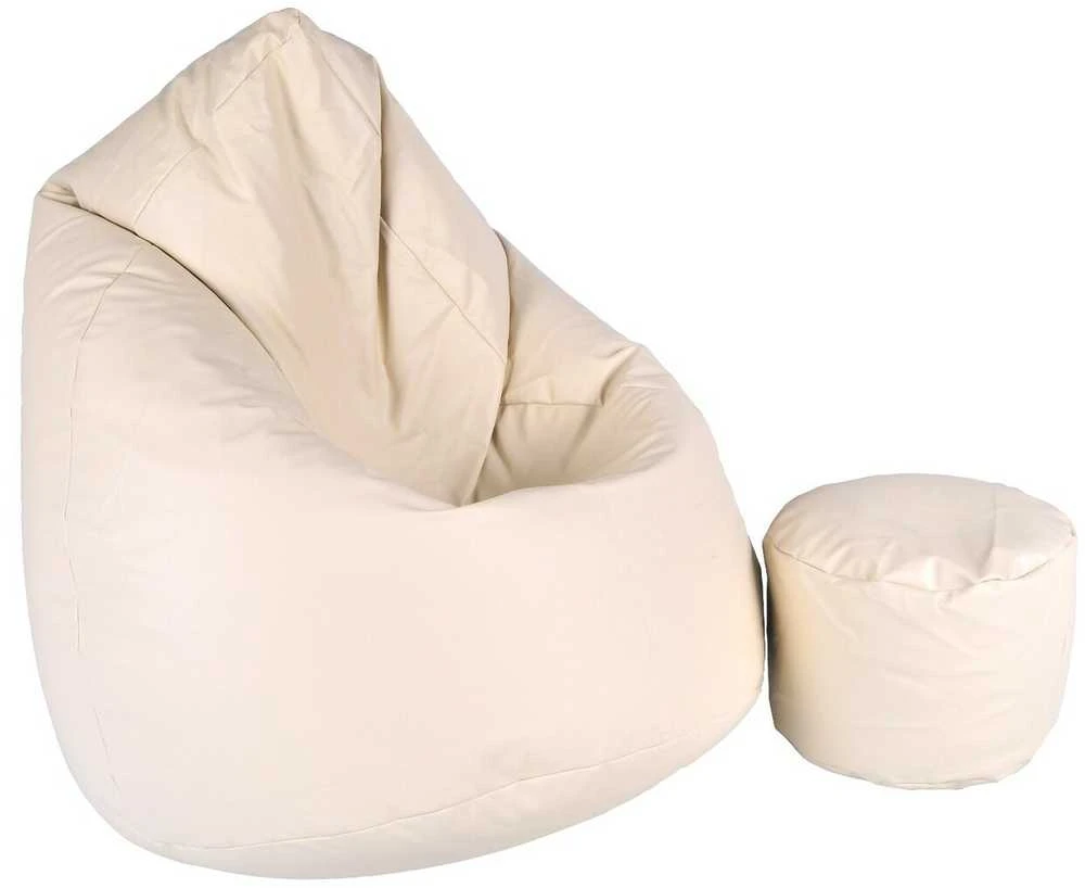 Sėdmaišis su pufu Mega Comfort XXL, dirbtinė oda, kreminis