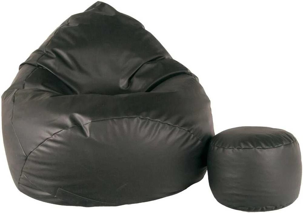 Sėdmaišis su pufu Mega Comfort XXL, dirbtinė oda, juodas