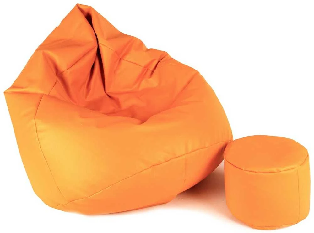 Sėdmaišis su pufu Mega Comfort XXL, dirbtinė oda, lašišinės spalvos