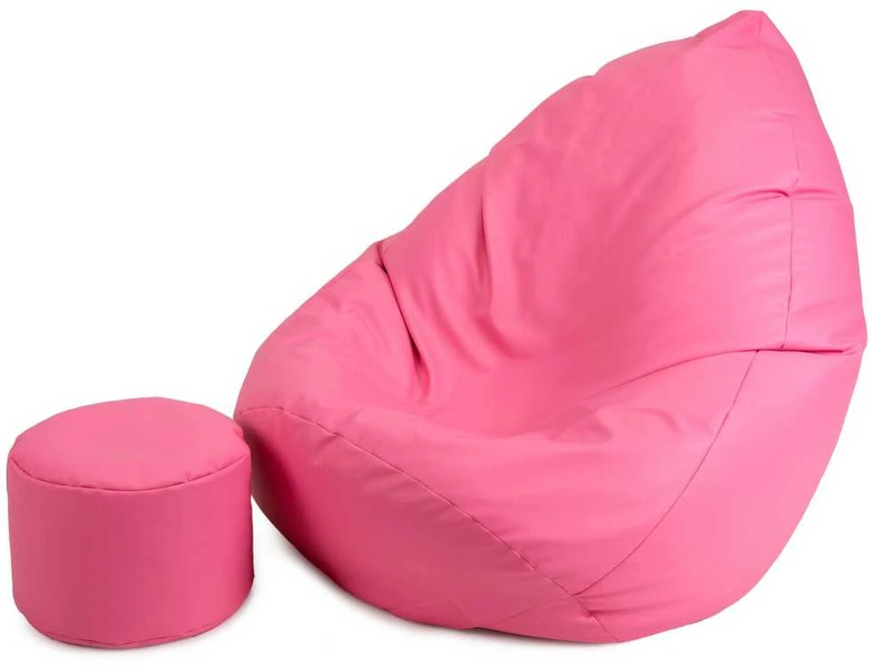 Sėdmaišis su pufu Mega Comfort XXL, dirbtinė oda, rožinis