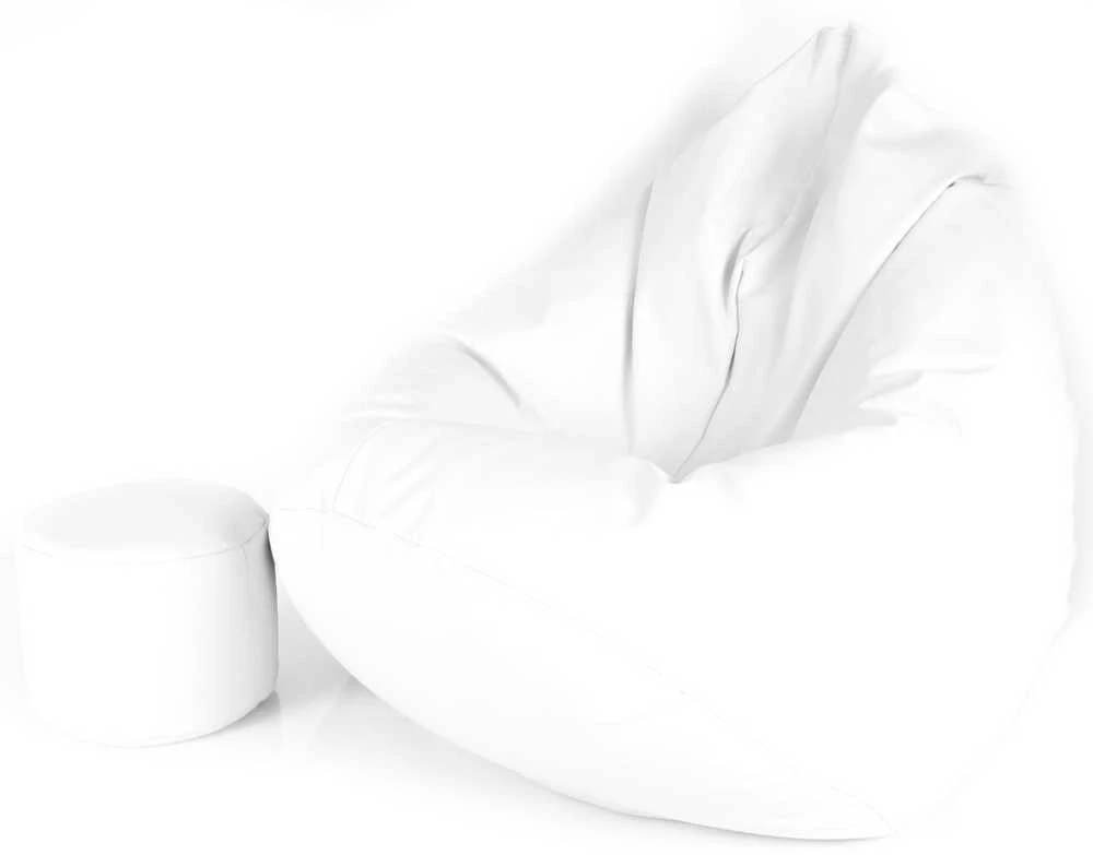 Sėdmaišis su pufu Mega Comfort XXL, dirbtinė oda, baltas