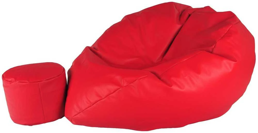 Sėdmaišis su pufu Mega Comfort XXL, dirbtinė oda, raudonas