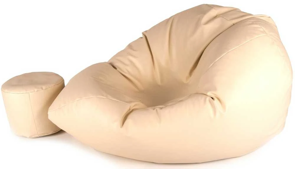 Sėdmaišis su pufu Mega Comfort XXL, dirbtinė oda, kakavinis