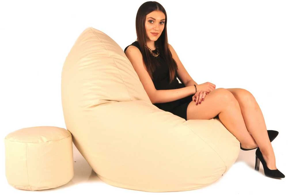 Sėdmaišis su pufu Mega Comfort XXL, dirbtinė oda, kakavinis