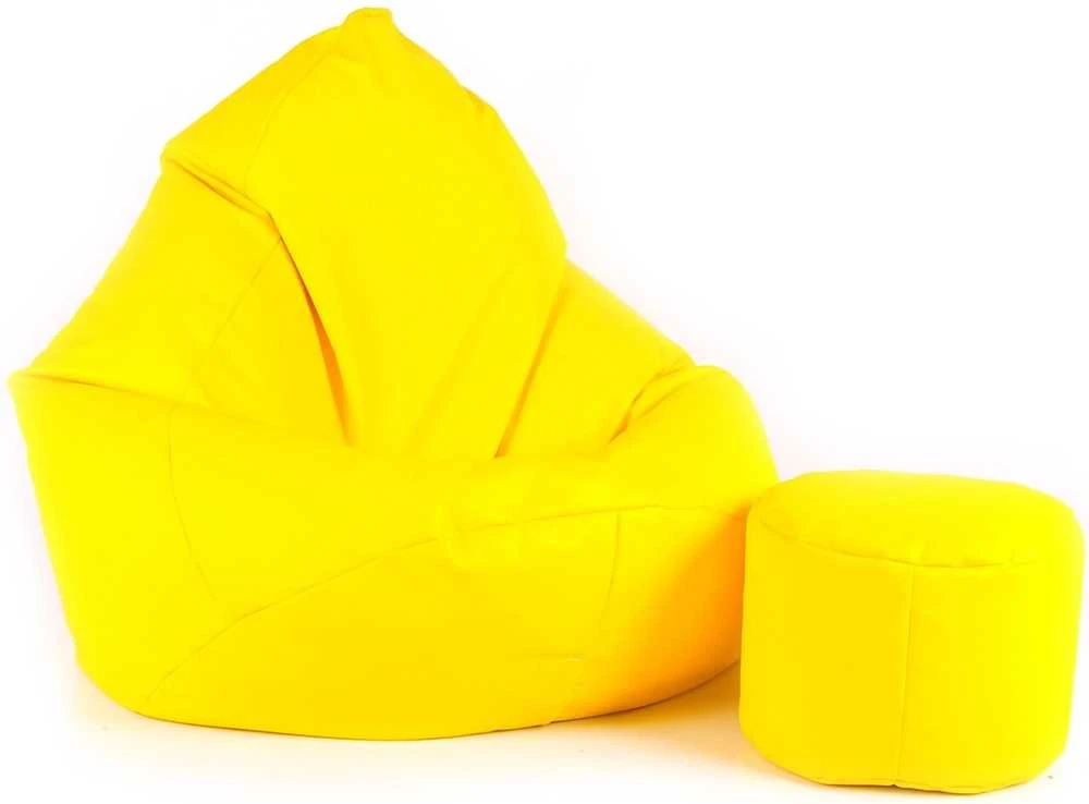 Sėdmaišis su pufu Mega Comfort XXL, dirbtinė oda, geltonas