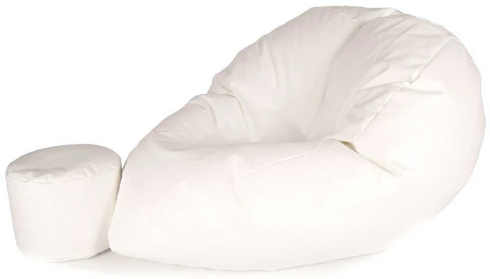 Sėdmaišis su pufu Mega Comfort XXL, dirbtinė oda, baltas