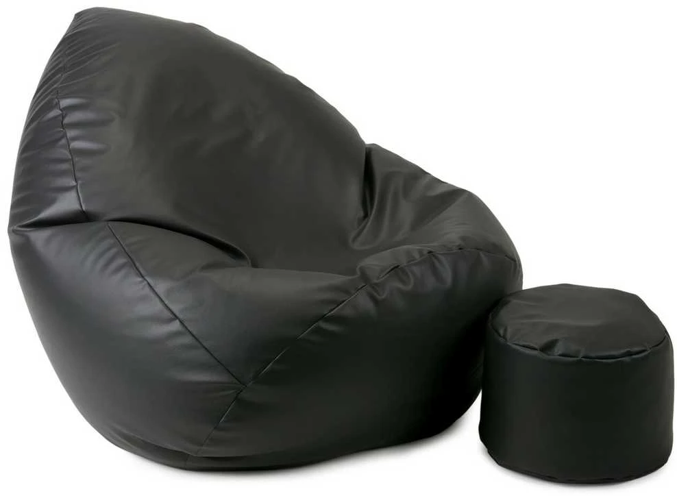 Sėdmaišis su pufu Mega Comfort XXL, dirbtinė oda, juodas