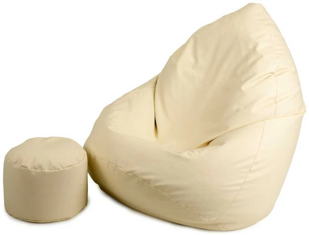 Sėdmaišis su pufu Mega Comfort XXL, dirbtinė oda, kreminis