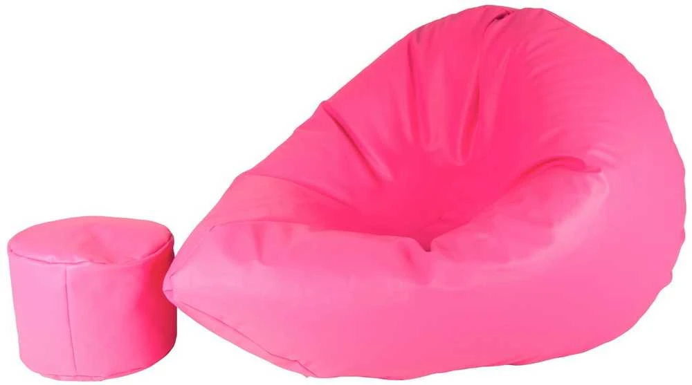 Sėdmaišis su pufu Mega Comfort XXL, dirbtinė oda, rožinis