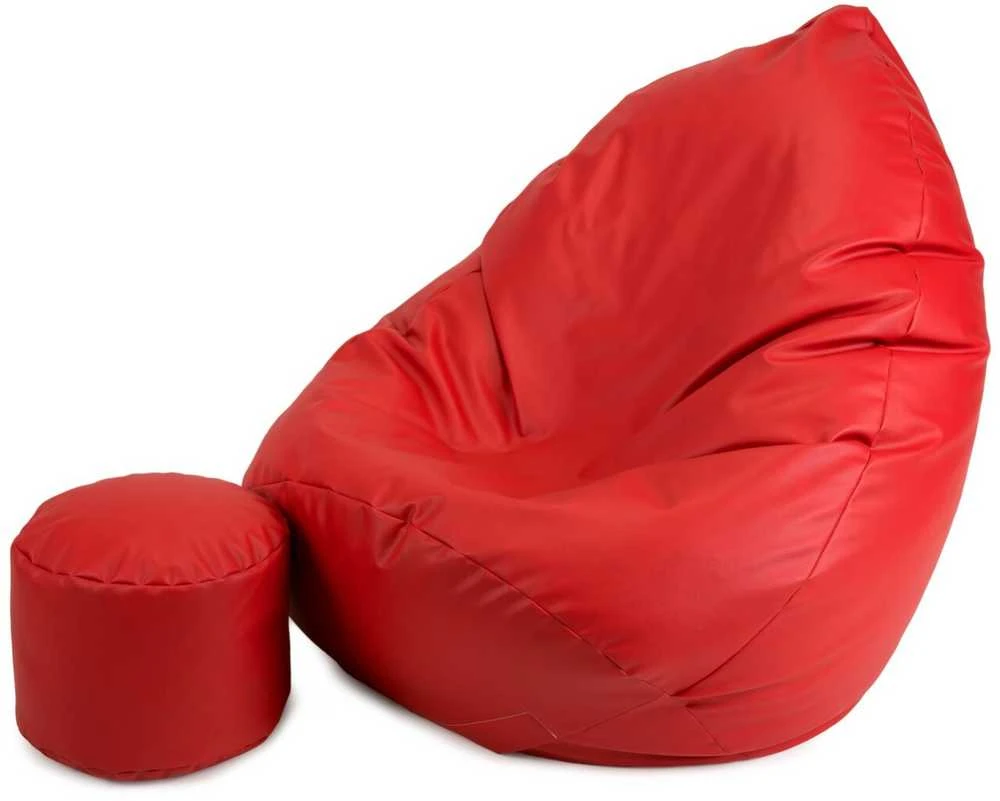 Sėdmaišis su pufu Mega Comfort XXL, dirbtinė oda, raudonas