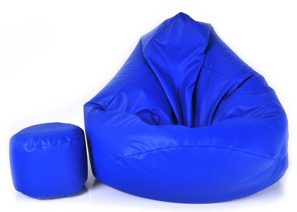 Sėdmaišis su pufu Mega Comfort XXL, dirbtinė oda, mėlynas