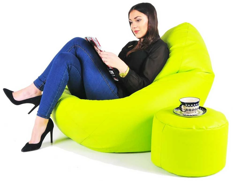 Sėdmaišis su pufu Mega Comfort XXL, dirbtinė oda, lime
