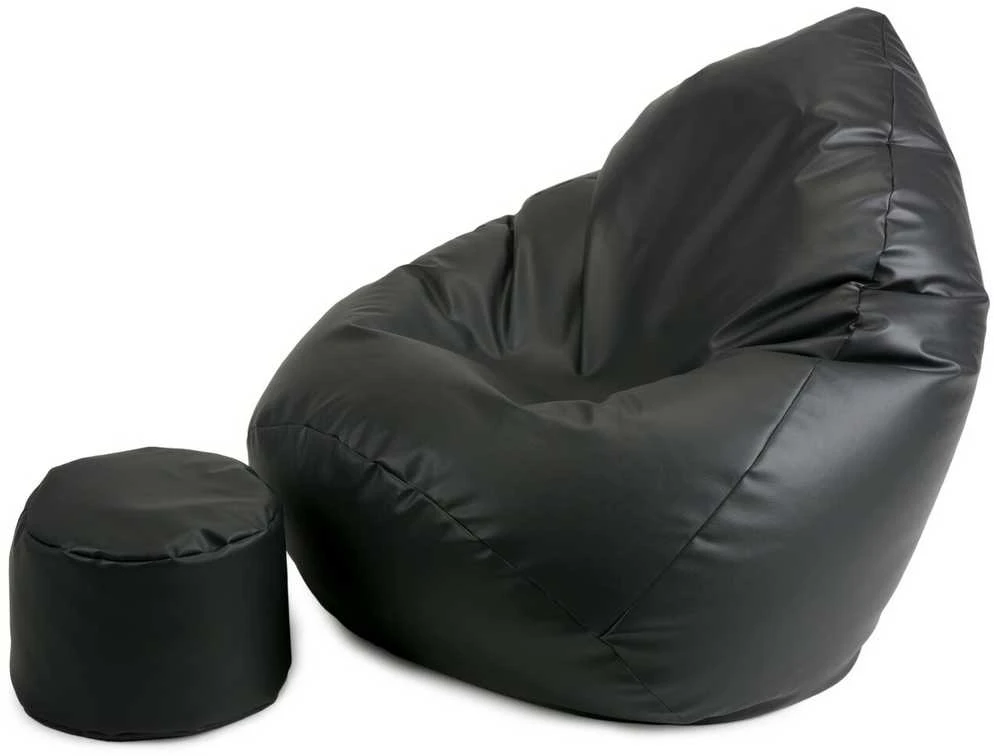 Sėdmaišis su pufu Mega Comfort XXL, dirbtinė oda, juodas