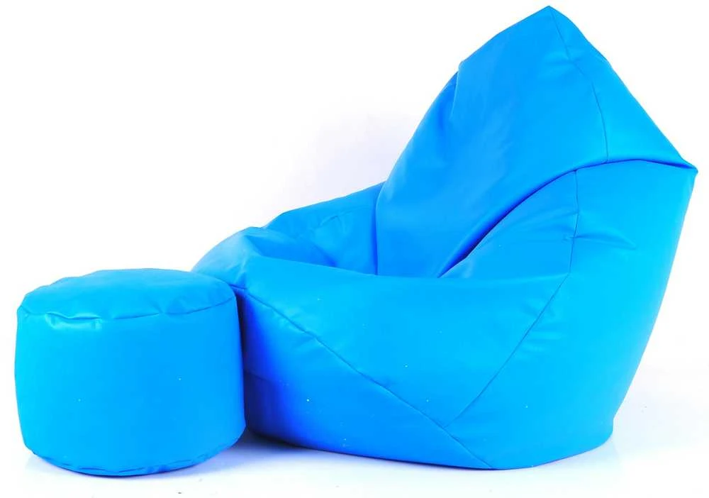 Sėdmaišis su pufu Mega Comfort XXL, dirbtinė oda, žydras