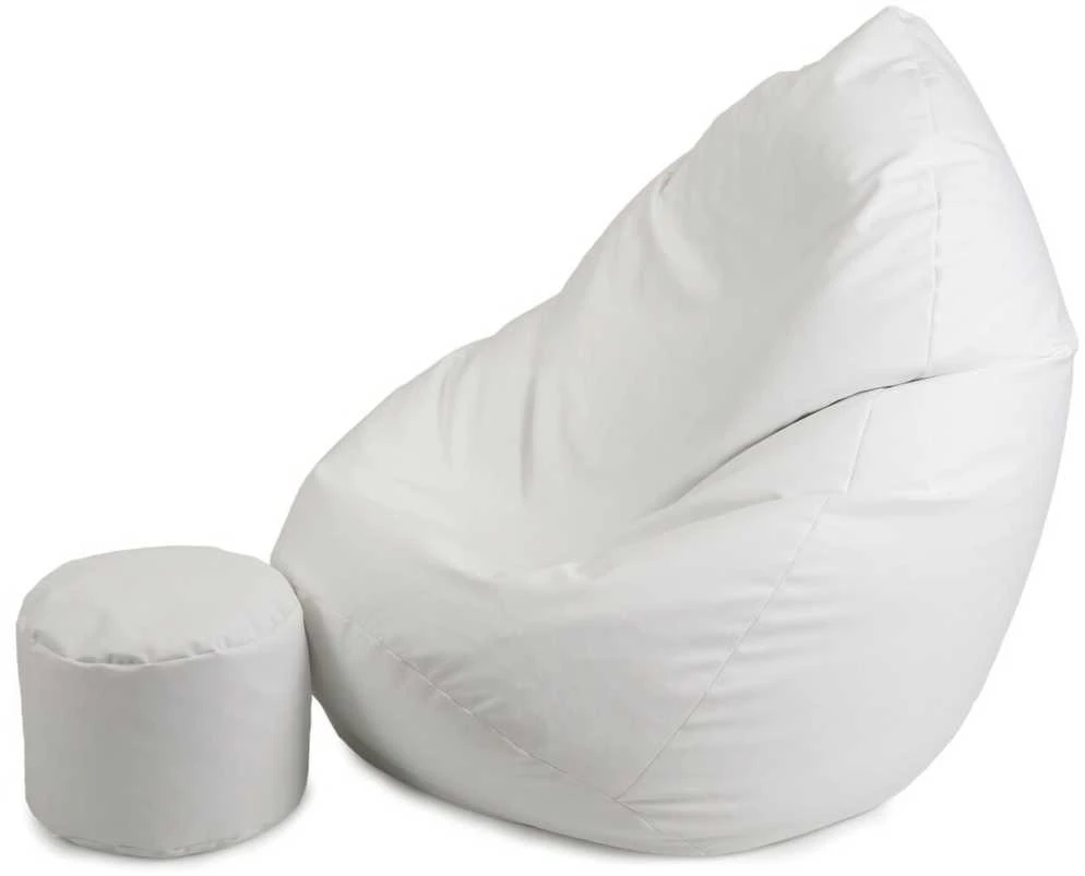 Sėdmaišis su pufu Mega Comfort XXL, dirbtinė oda, baltas
