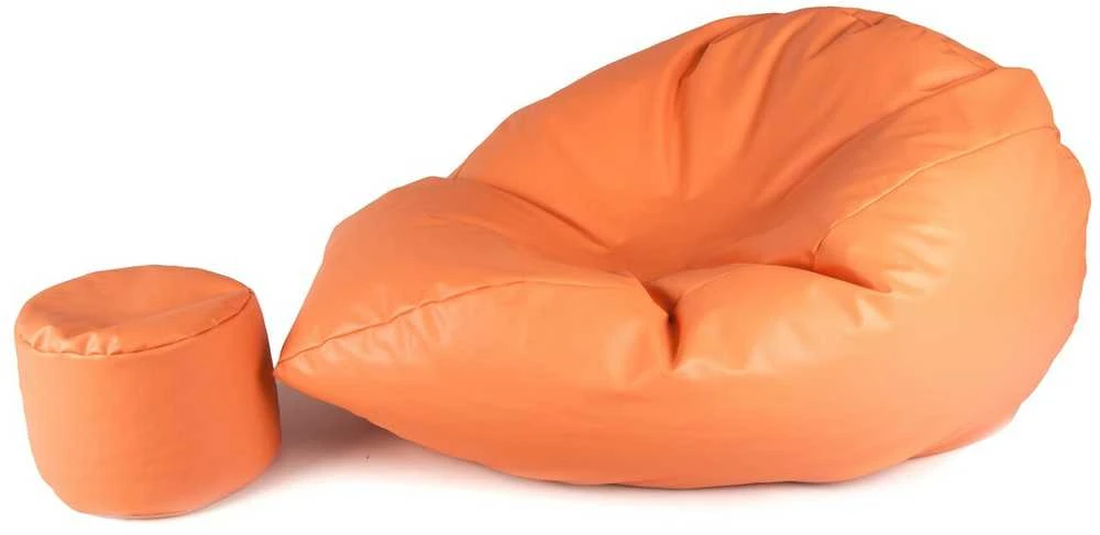 Sėdmaišis su pufu Mega Comfort XXL, dirbtinė oda, lašišinės spalvos