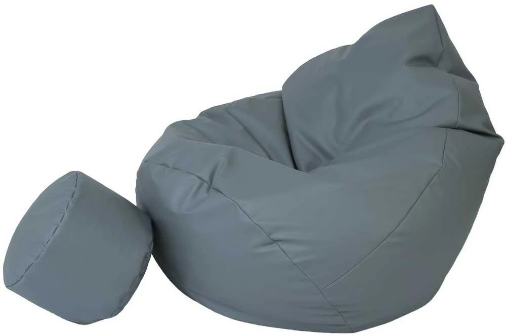 Sėdmaišis su pufu Mega Comfort XXL, dirbtinė oda, tamsiai pilkas