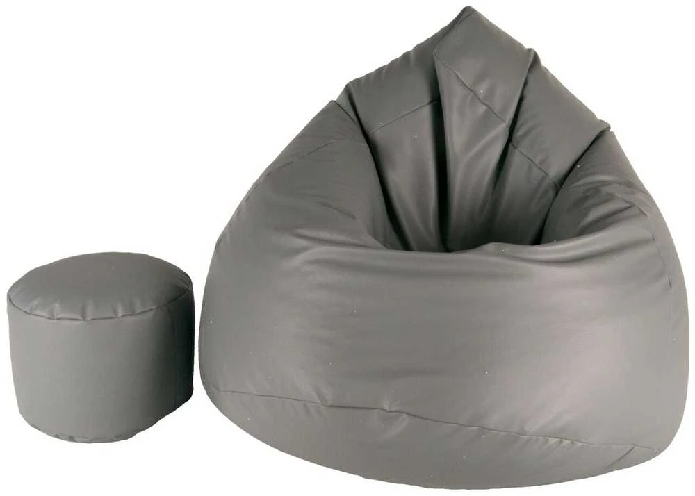 Sėdmaišis su pufu Mega Comfort XXL, dirbtinė oda, pilkas
