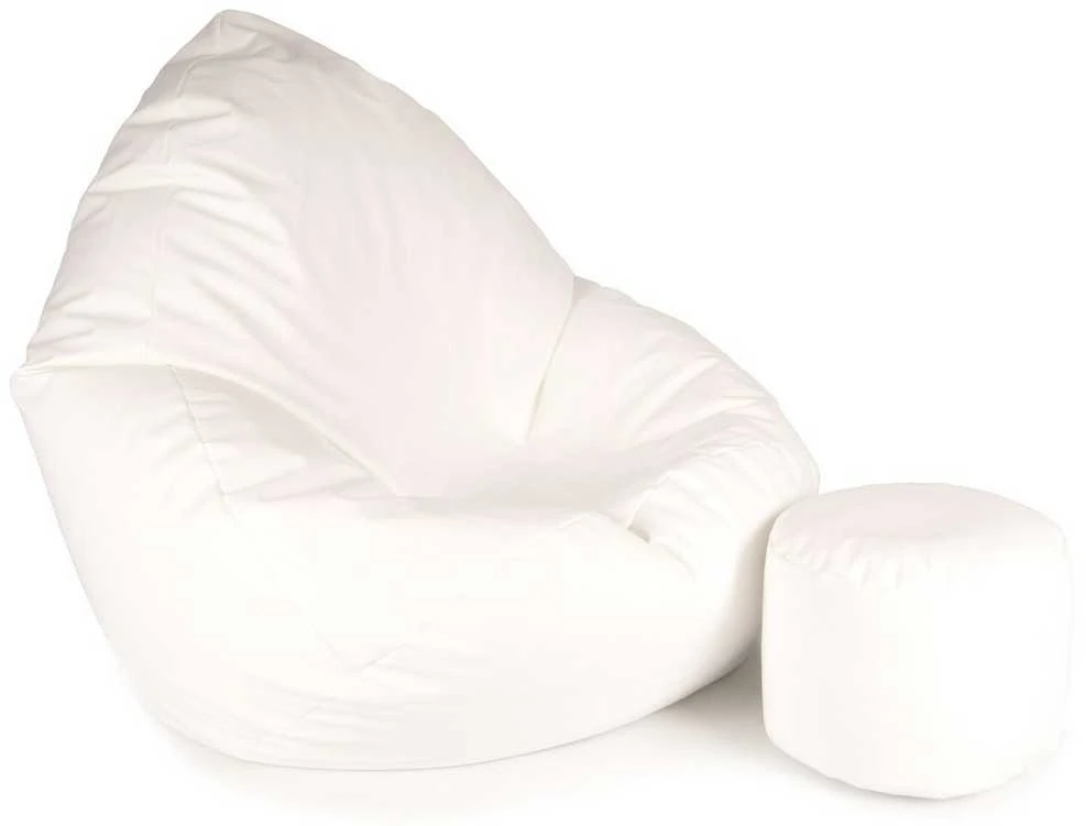 Sėdmaišis su pufu Mega Comfort XXL, dirbtinė oda, baltas