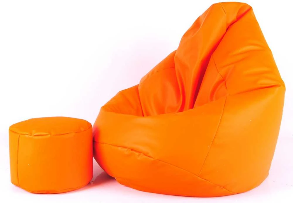 Sėdmaišis su pufu Mega Comfort XXL, dirbtinė oda, oranžinis
