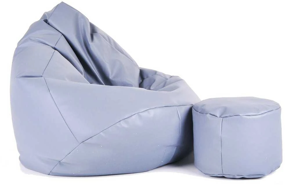 Sėdmaišis su pufu Mega Comfort XXL, dirbtinė oda, šviesiai pilkas