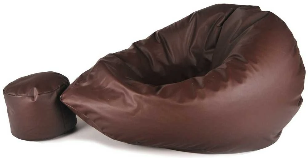 Sėdmaišis su pufu Mega Comfort XXL, dirbtinė oda, rudas