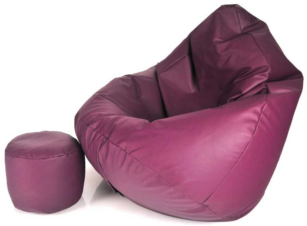 Sėdmaišis su pufu Mega Comfort XXL, dirbtinė oda, slyvų spalvos