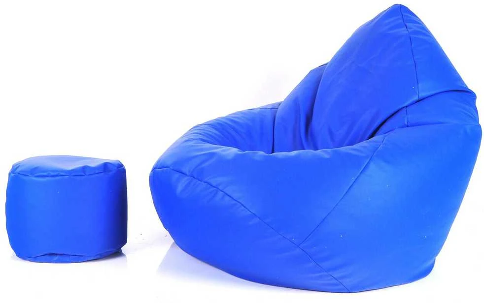 Sėdmaišis su pufu Mega Comfort XXL, dirbtinė oda, mėlynas