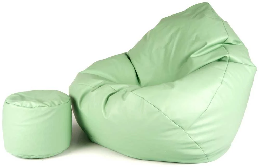 Sėdmaišis su pufu Mega Comfort XXL, dirbtinė oda, salotinis