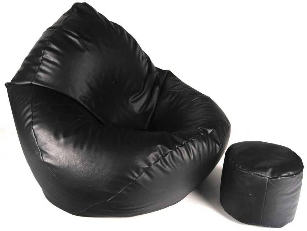 Sėdmaišis su pufu Mega Comfort XXL, dirbtinė oda, juodas