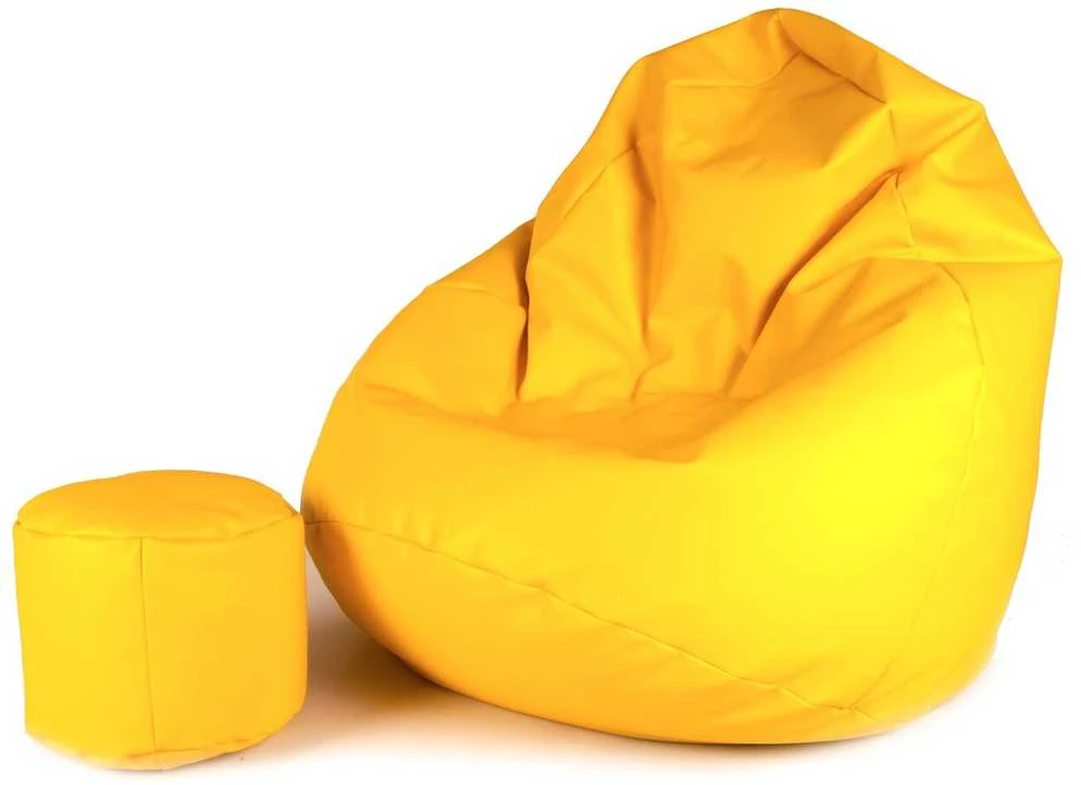 Sėdmaišis su pufu Mega Comfort XXL, dirbtinė oda, geltonas