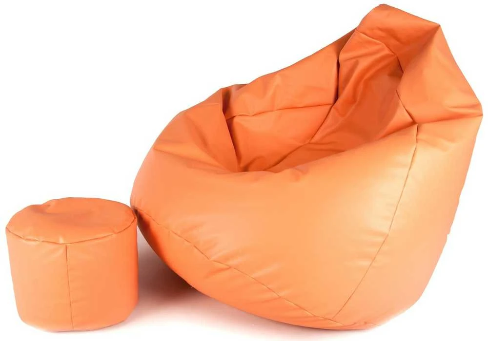 Sėdmaišis su pufu Mega Comfort XXL, dirbtinė oda, lašišinės spalvos