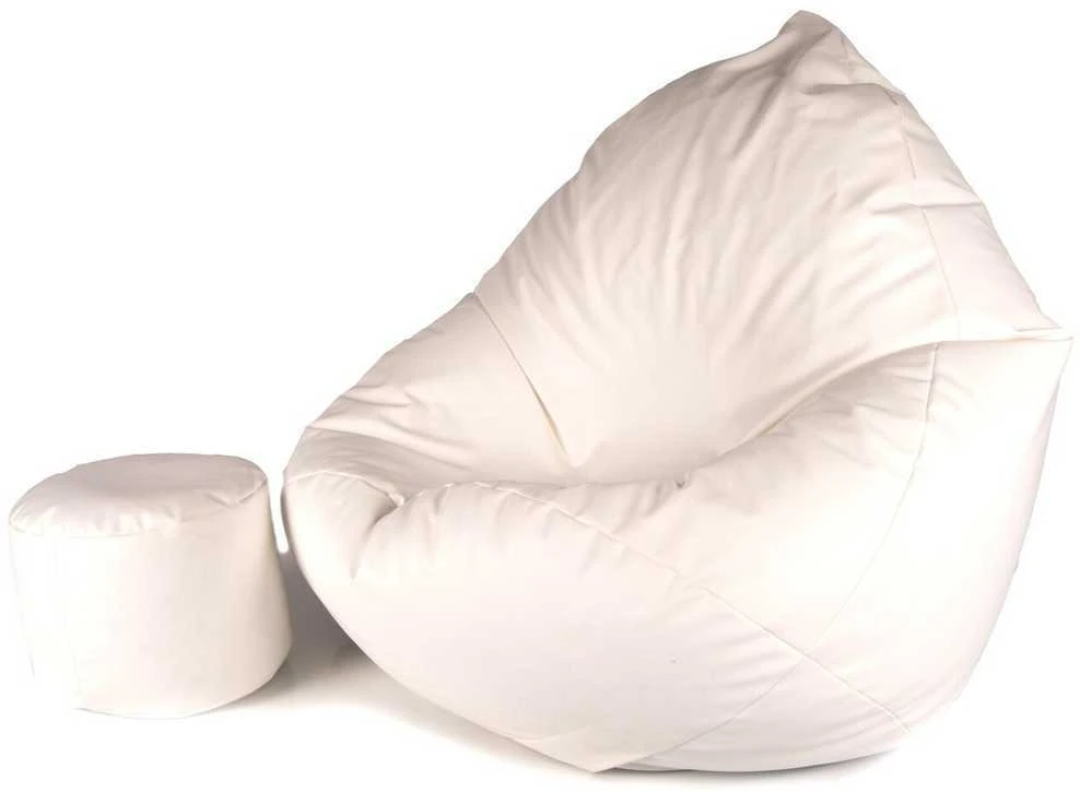 Sėdmaišis su pufu Mega Comfort XXL, dirbtinė oda, baltas