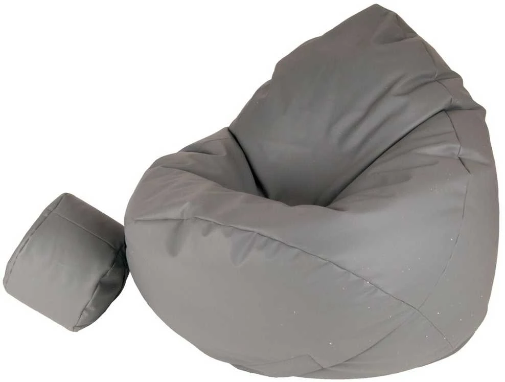 Sėdmaišis su pufu Mega Comfort XXL, dirbtinė oda, pilkas