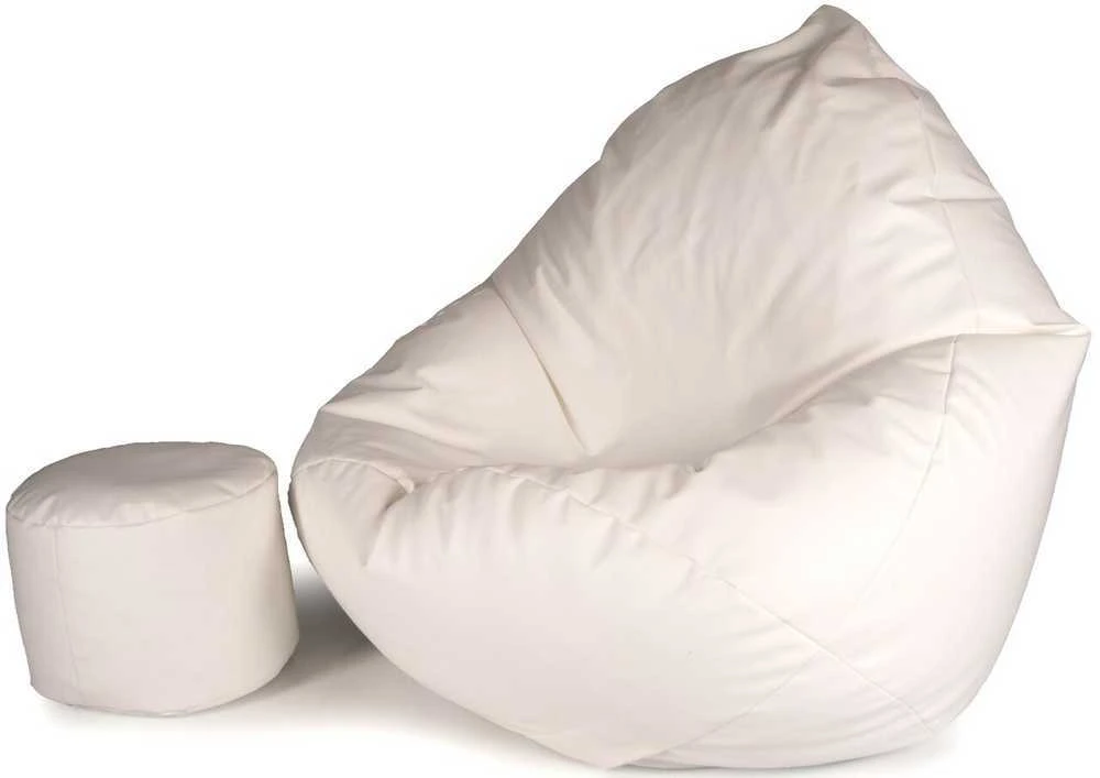 Sėdmaišis su pufu Mega Comfort XXL, dirbtinė oda, baltas