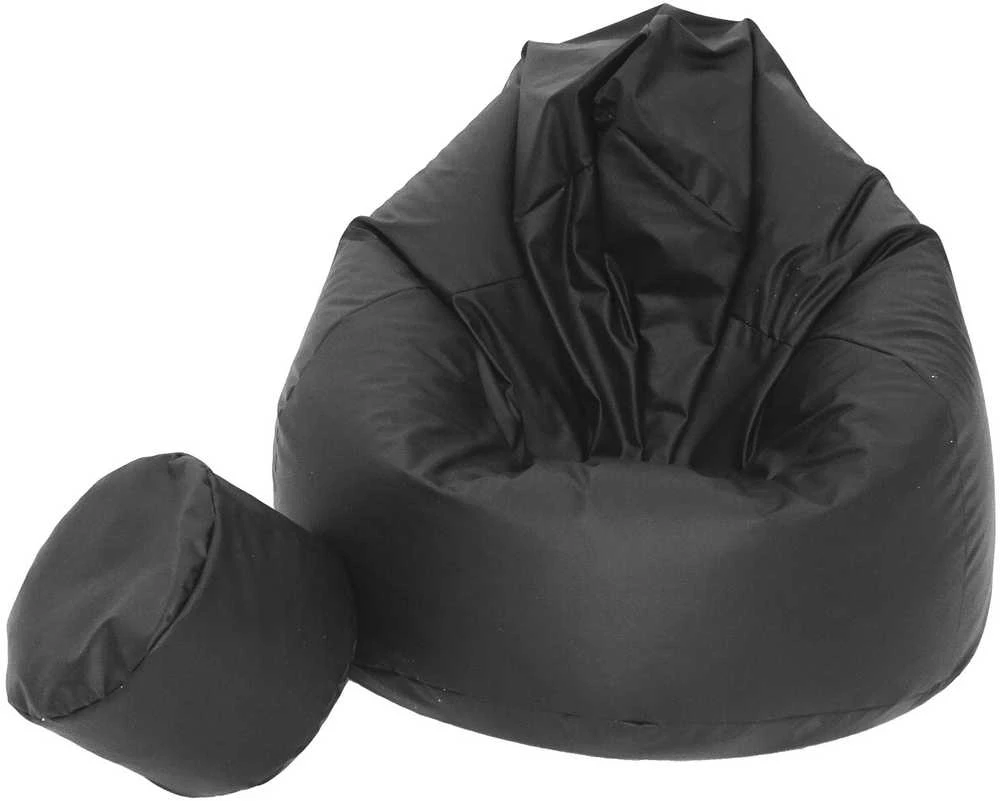 Sėdmaišis su pufu Mega Comfort XXL, dirbtinė oda, juodas