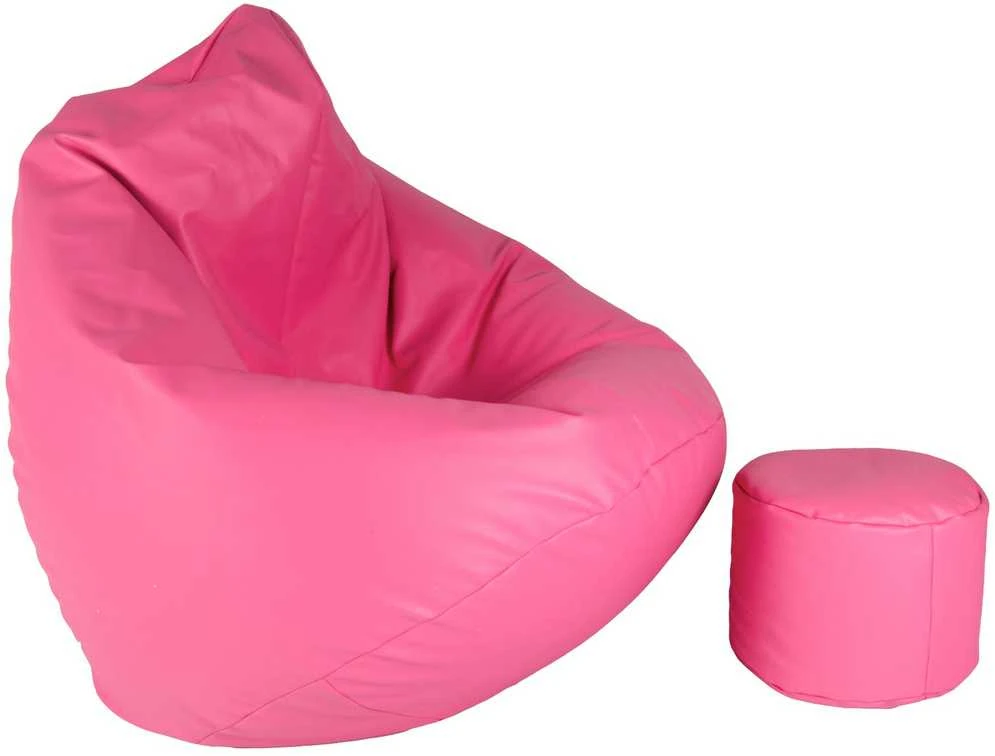 Sėdmaišis su pufu Mega Comfort XXL, dirbtinė oda, rožinis