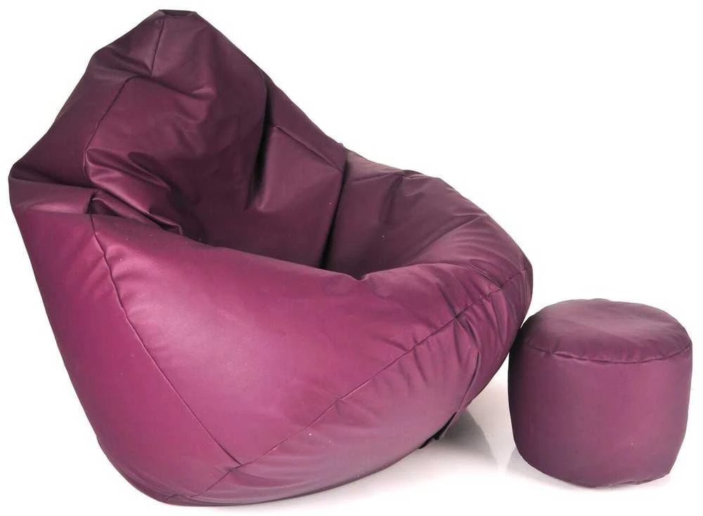 Sėdmaišis su pufu Mega Comfort XXL, dirbtinė oda, slyvų spalvos
